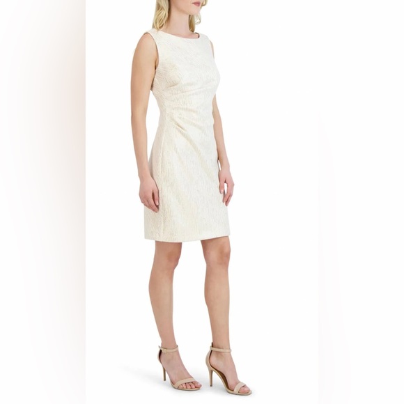 Donna Ricco Sleeveless Metallic Jacquard Sheath Dress size 8 NWT - Picture 2 of 9